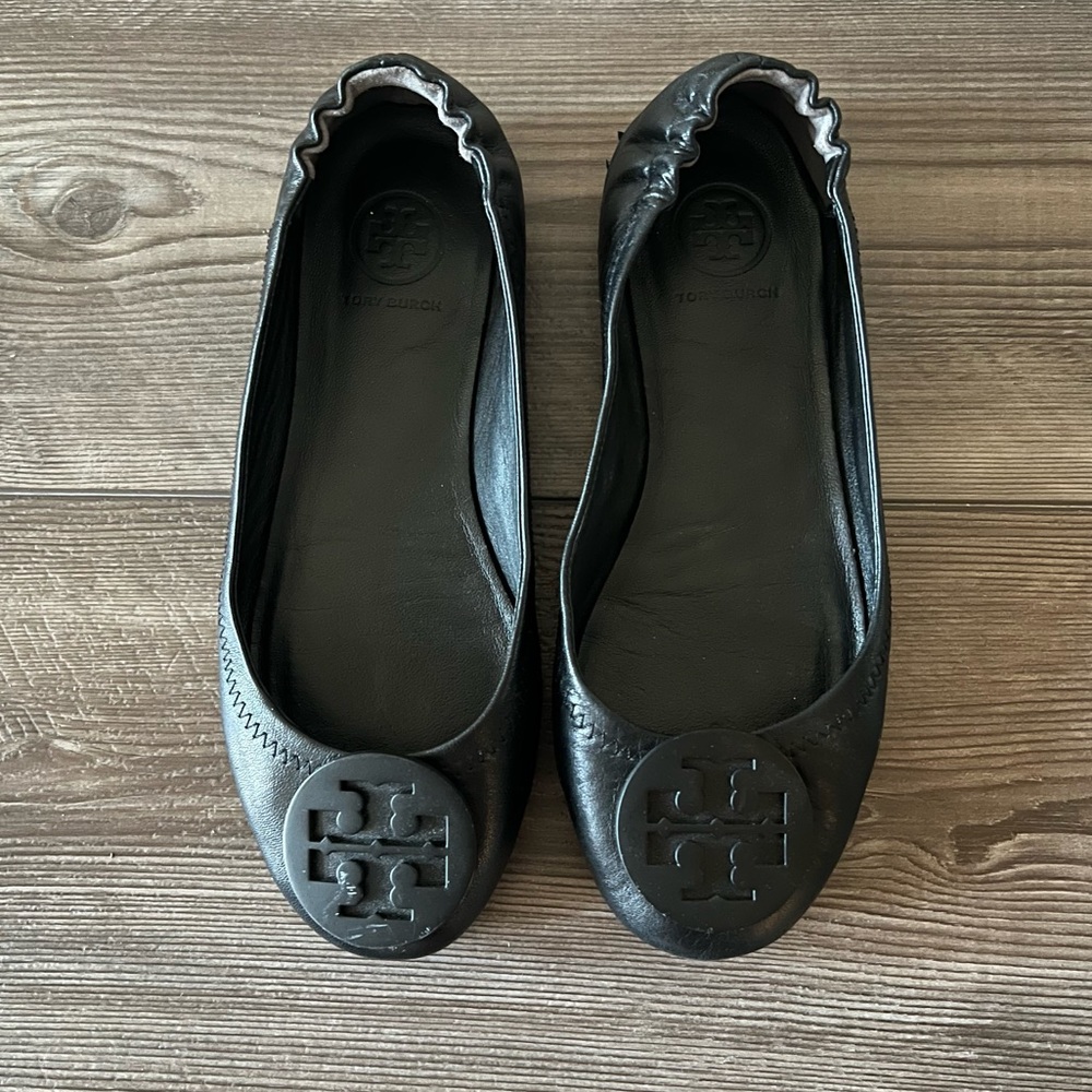Tory Burch Minnie Travel Ballet Flat Black Women’s Size 5.5